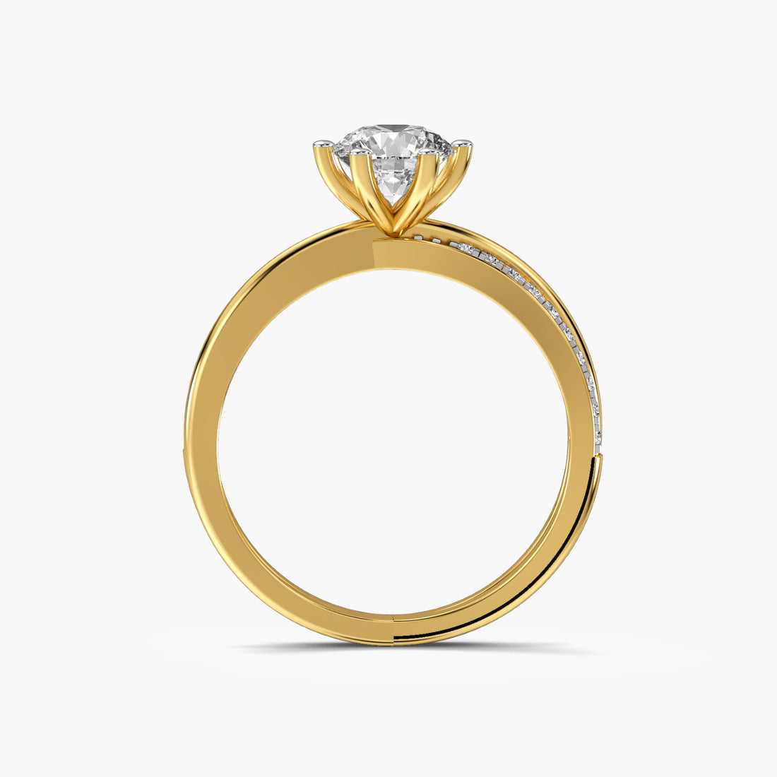 Lustrous Arc Solitaire Ring - Front View in Yellow Gold - Diamond Ring by Moena