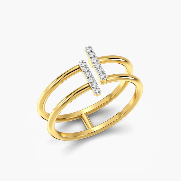 Stellar top open ring - 3D View in Yellow Gold - Diamond Ring by Moena