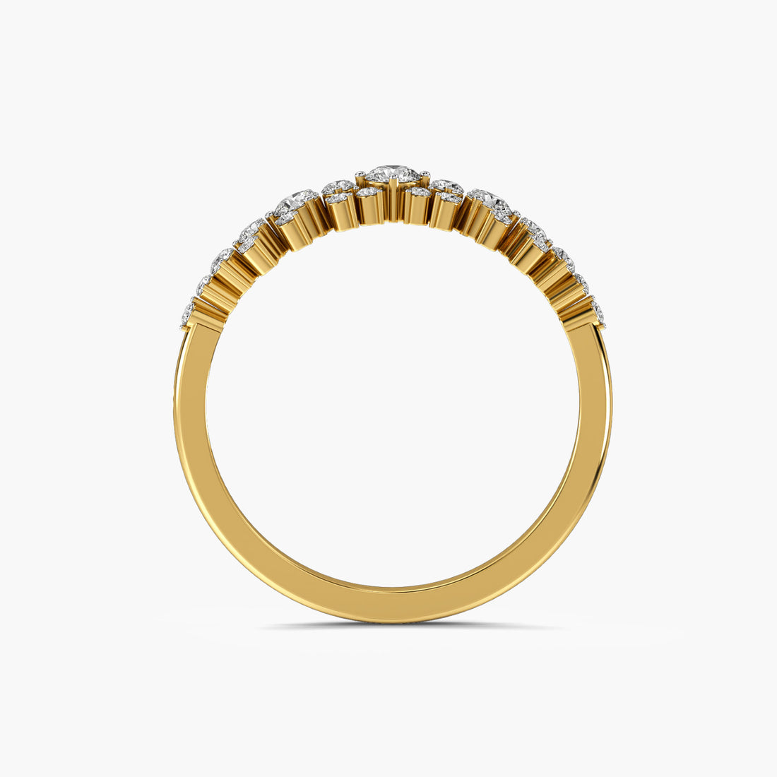 Starlight Cluster Ring - Front View in Yellow Gold - Diamond Ring by Moena