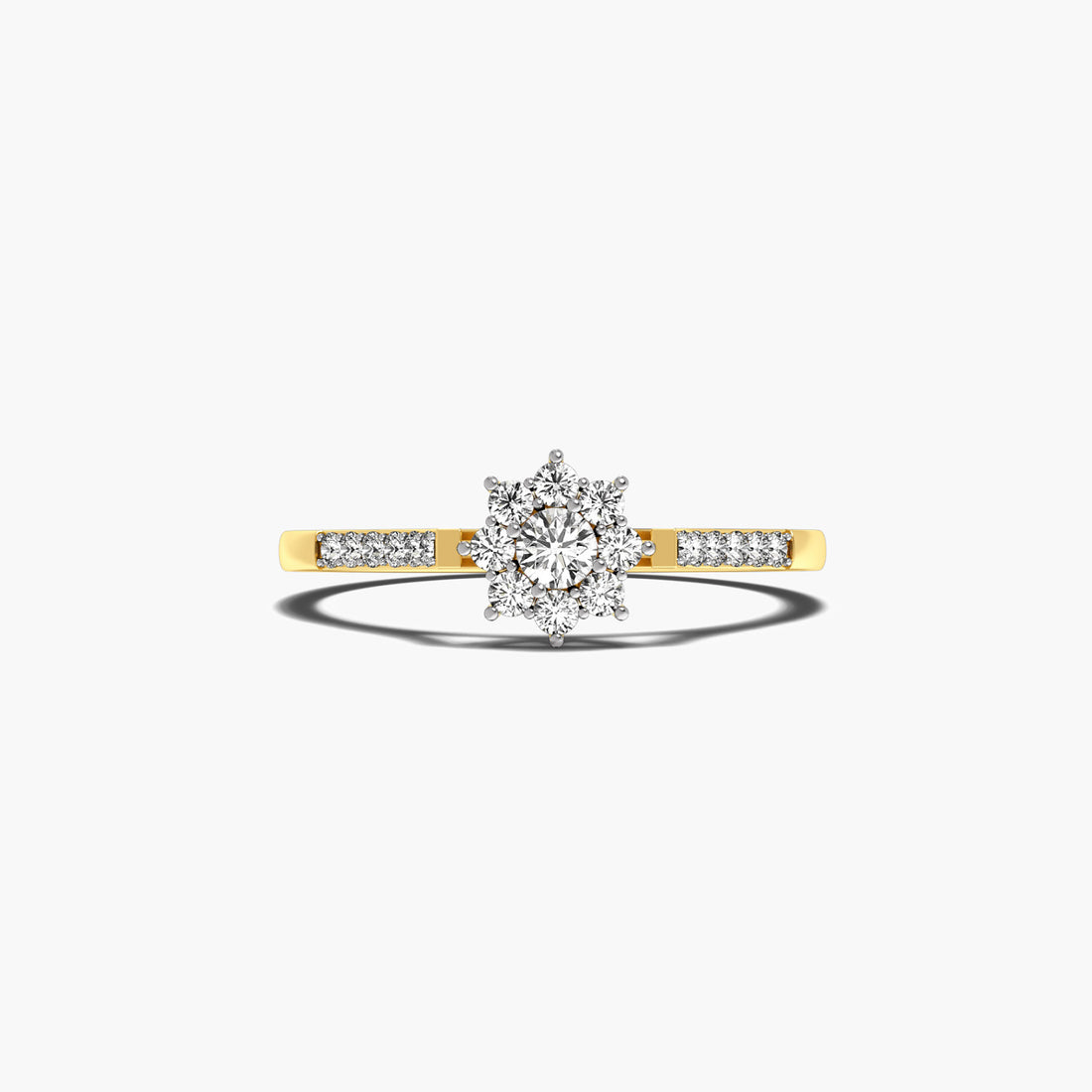 Floral Charm - Top View in Yellow Gold - Diamond Ring by Moena
