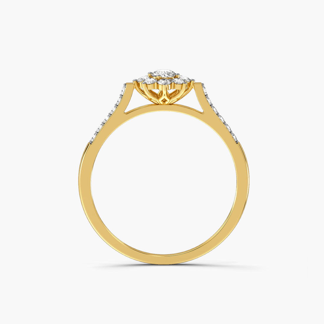 Floral Charm - Front View in Yellow Gold - Diamond Ring by Moena