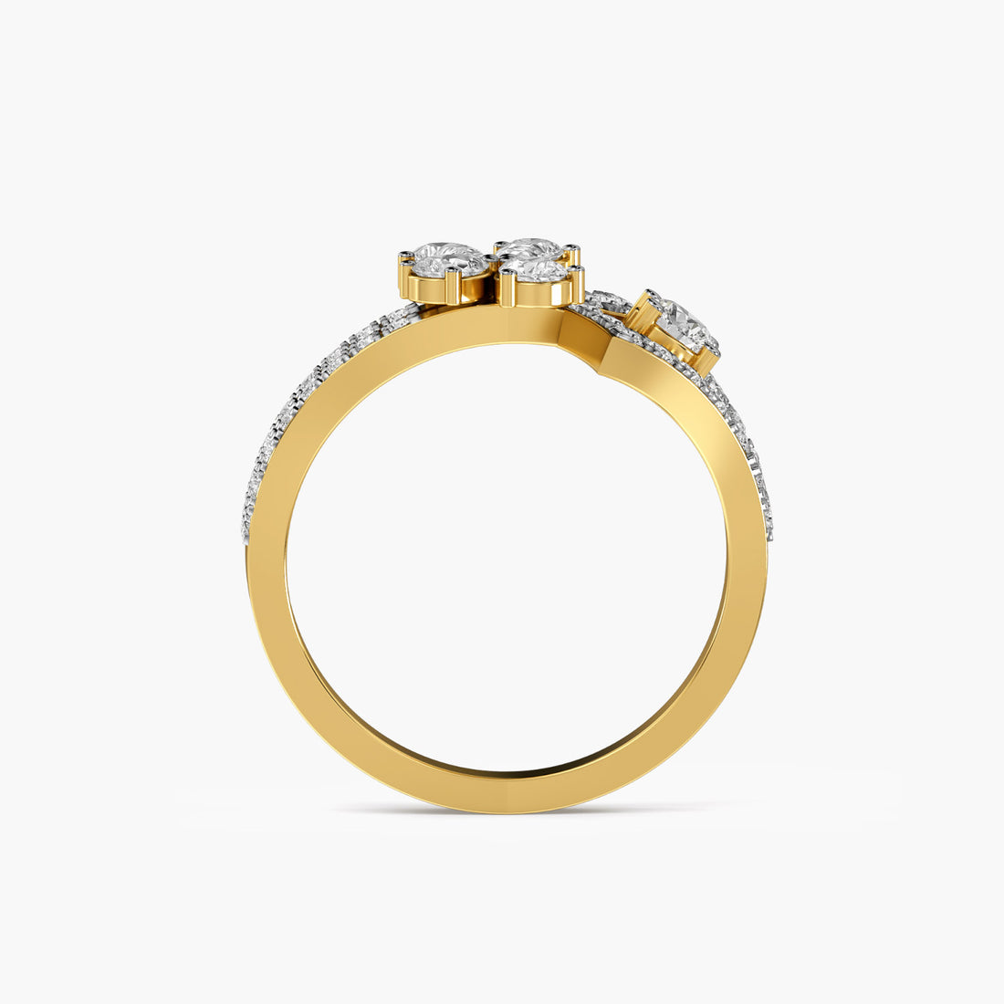 Floral Elegance Ring - Front View in Yellow Gold - Diamond Ring by Moena