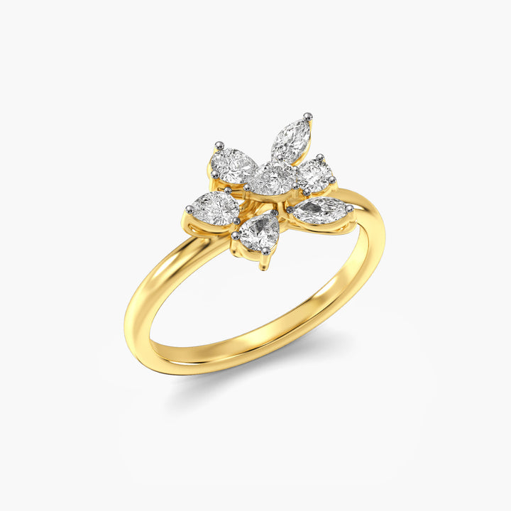 Petals of Passion - 3D View in Yellow Gold - Diamond Ring by Moena