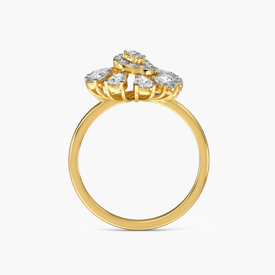 Radiant Swirl Ring - Front View in Yellow Gold - Radiant Diamond Ring by Moena