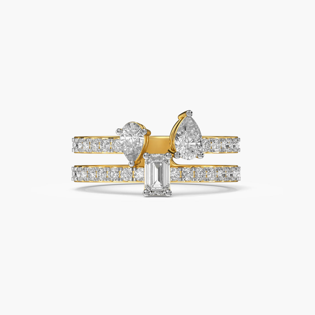 Trilight Harmony Ring - Top View in Yellow Gold - Diamond Ring by Moena