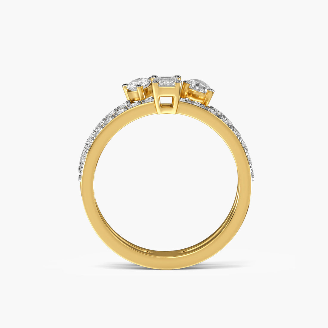 Trilight Harmony Ring - Front View in Yellow Gold - Diamond Ring by Moena