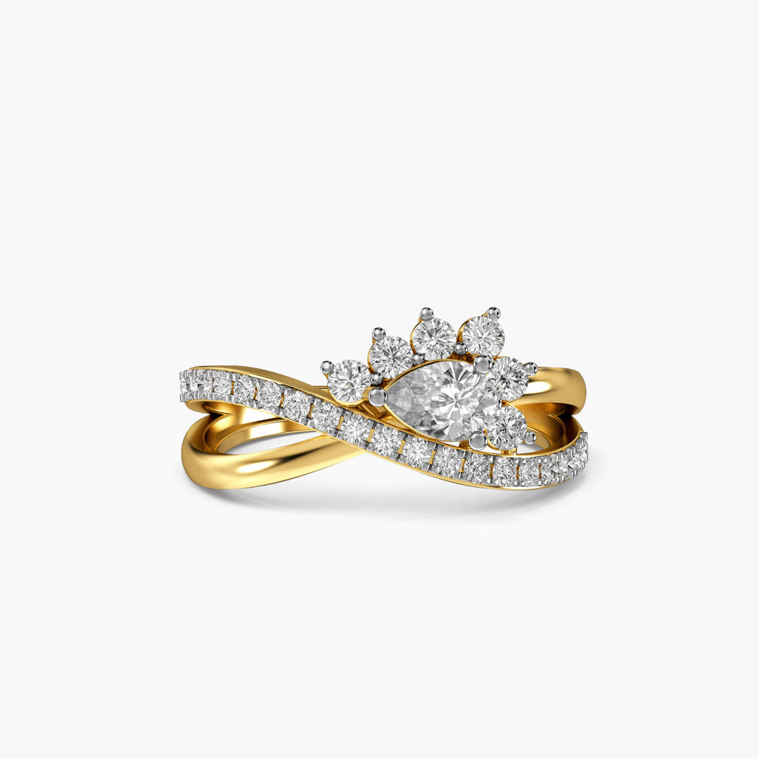 Celestial Crown Ring - Top View in Yellow Gold - Diamond Ring by Moena