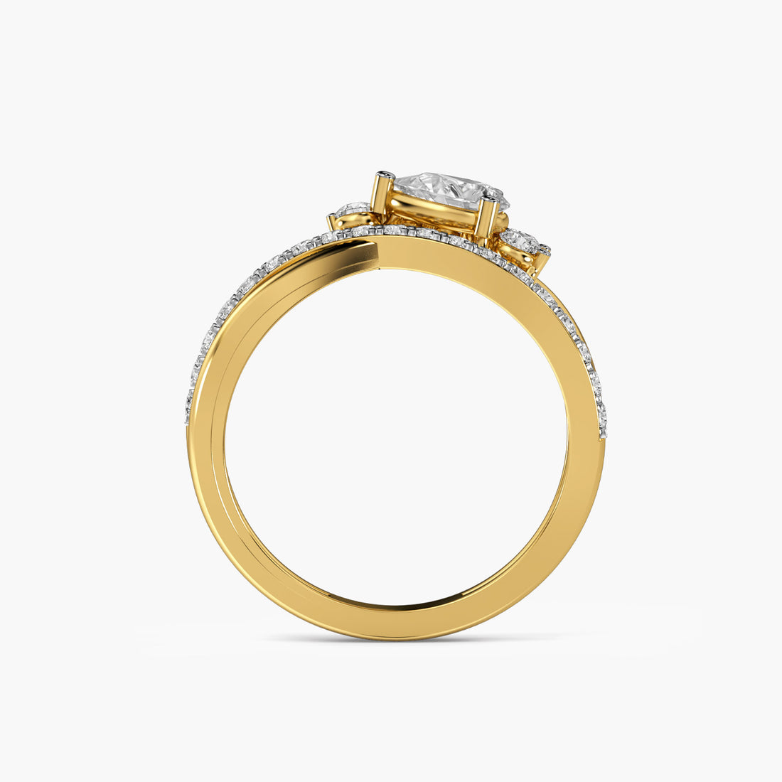 Celestial Crown Ring - Front View in Yellow Gold - Diamond Ring by Moena