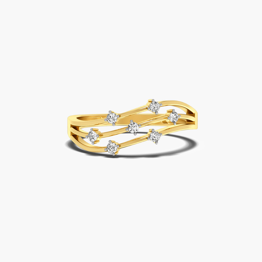 Tidal Rhythm - Top View in Yellow Gold - Diamond Ring by Moena