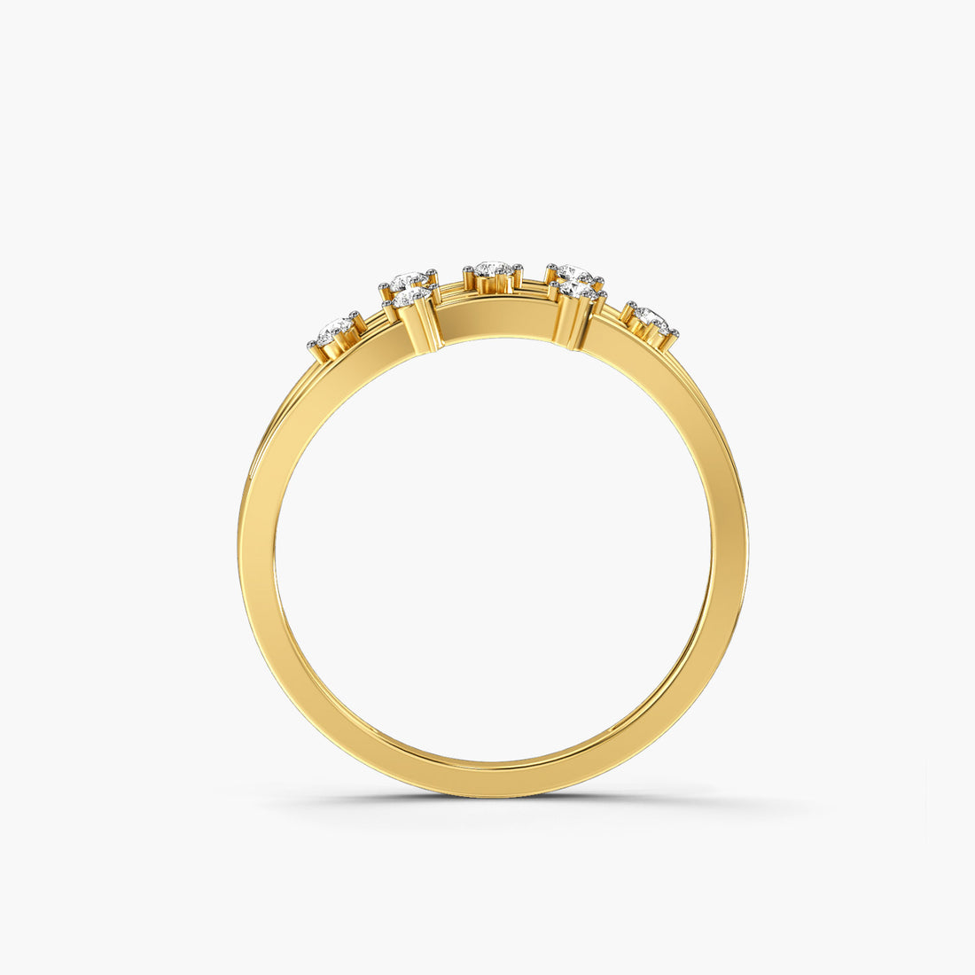 Tidal Rhythm - Front View in Yellow Gold - Diamond Ring by Moena