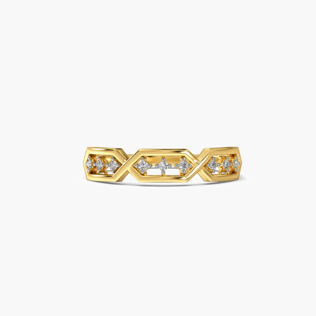 Ember Echo - Top View in Yellow Gold - Diamond Ring by Moena