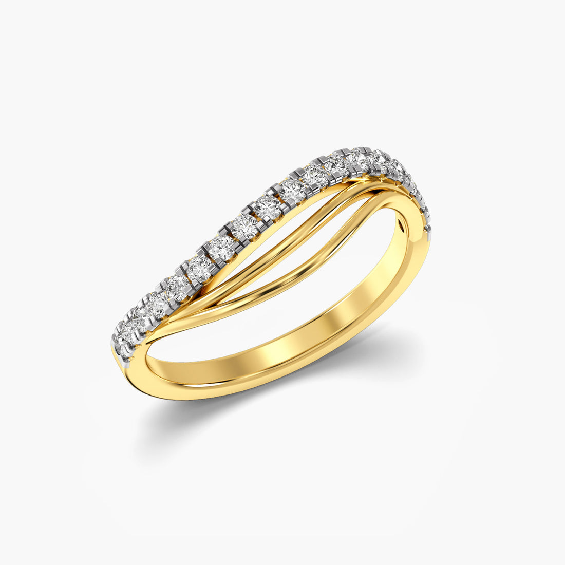 Twisted Elegance Ring - 3D View in Yellow Gold - Diamond Ring by Moena