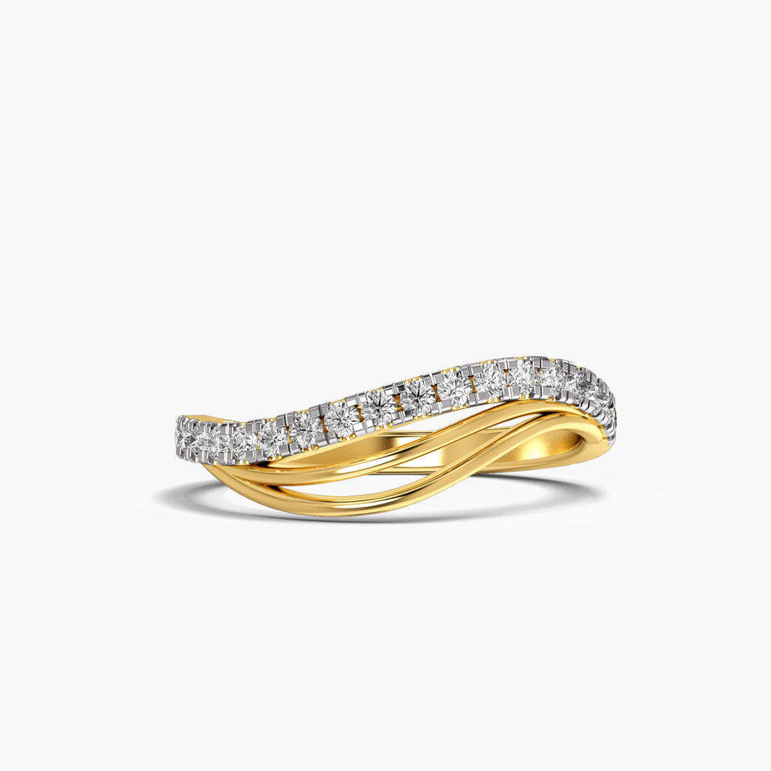 Twisted Elegance Ring - Top View in Yellow Gold - Diamond Ring by Moena