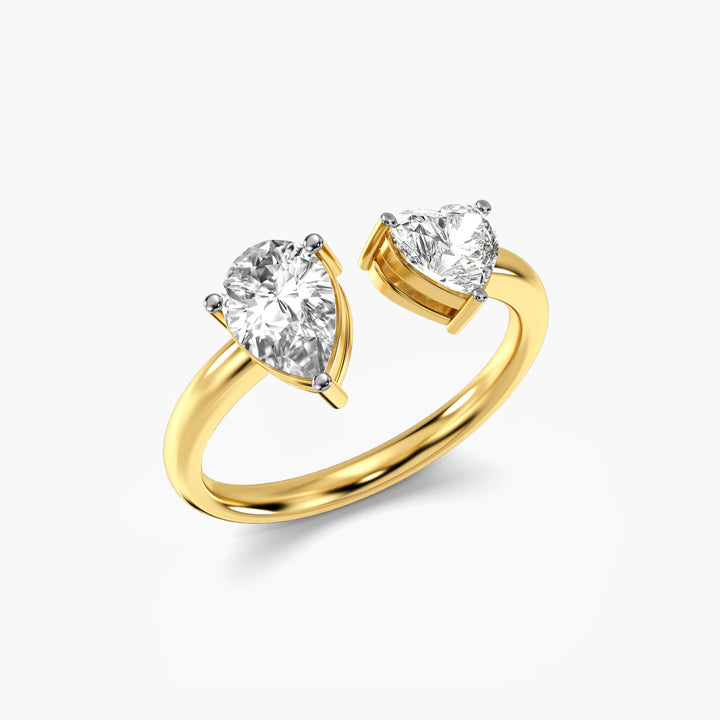 Majestic Duo - 3D View in Yellow Gold - Diamond Ring by Moena