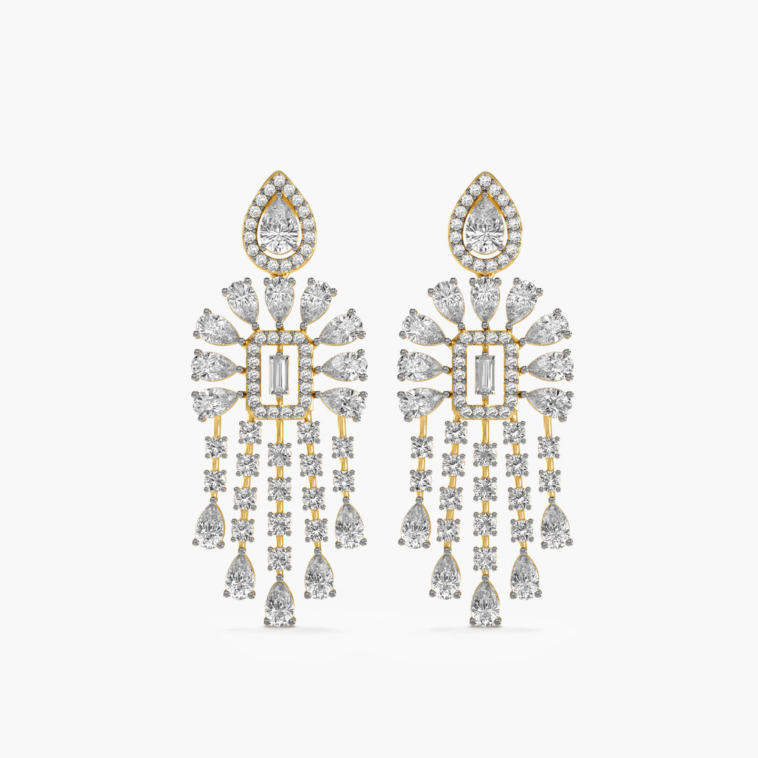 Regal Cascade - Front View in Yellow Gold - Diamond Jewellery by Moena