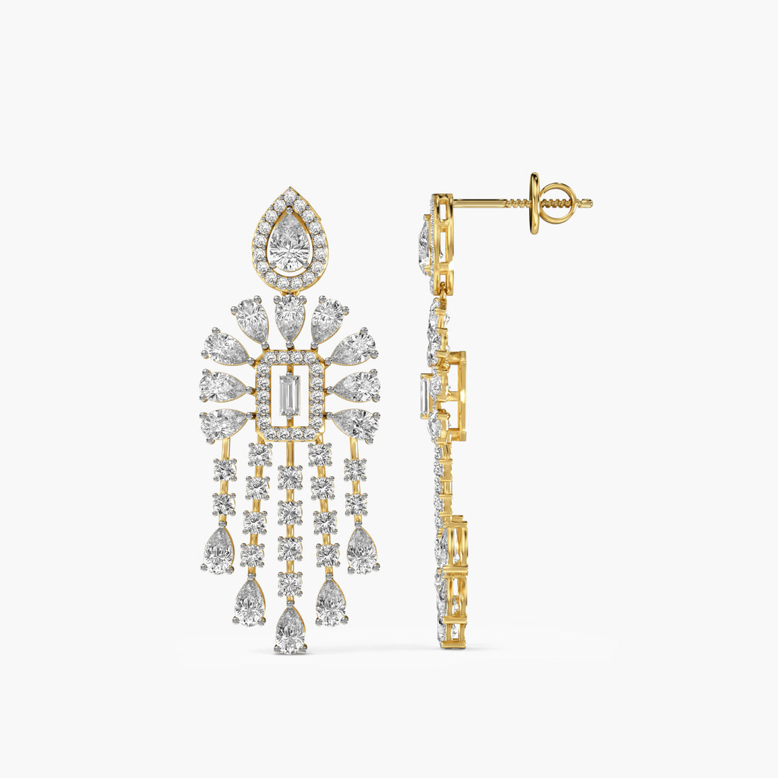Regal Cascade - Side View in Yellow Gold - Diamond Jewellery by Moena