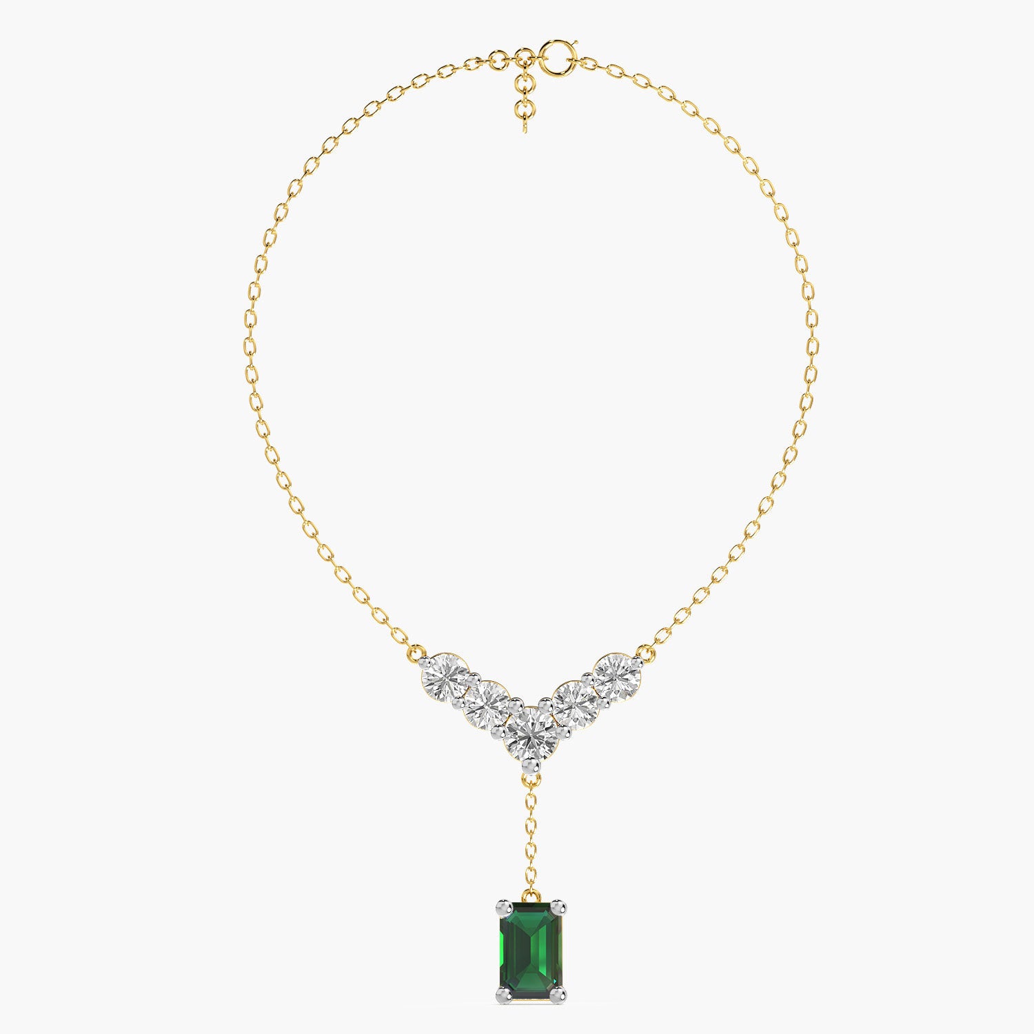 V-Shaped Diamond Drop Necklace(With Chain) - MOENA | Lab Grown Diamond Jewellery