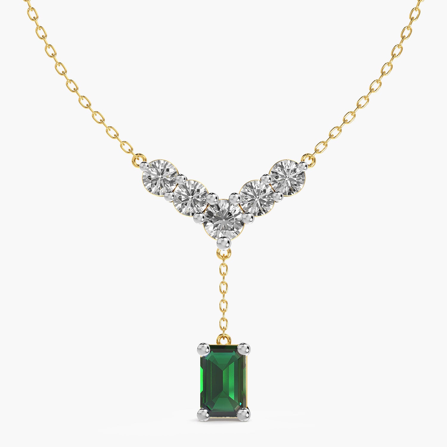 V-Shaped Diamond Drop Necklace(With Chain) - MOENA | Lab Grown Diamond Jewellery