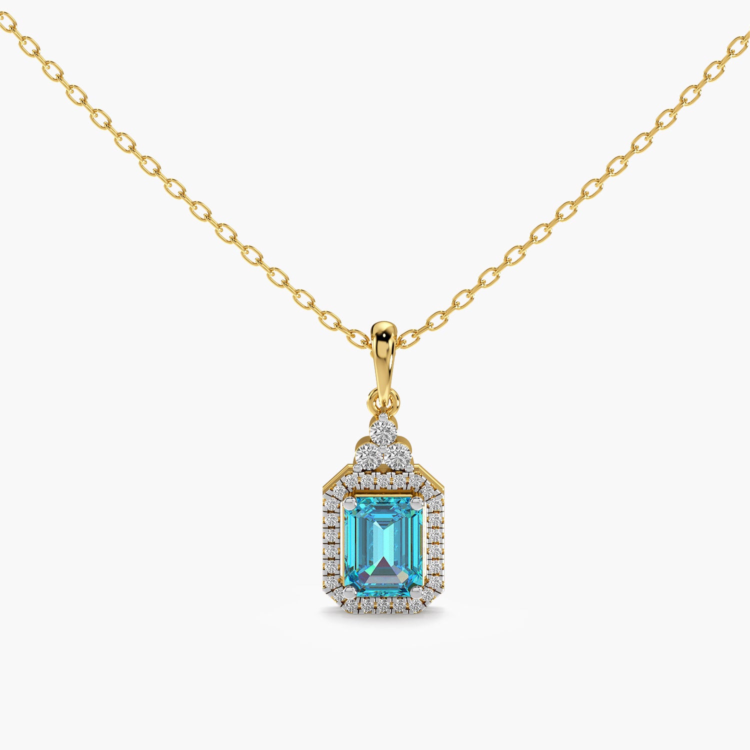 Blue Topaz and Lab-Grown Diamond Pendant - Moena