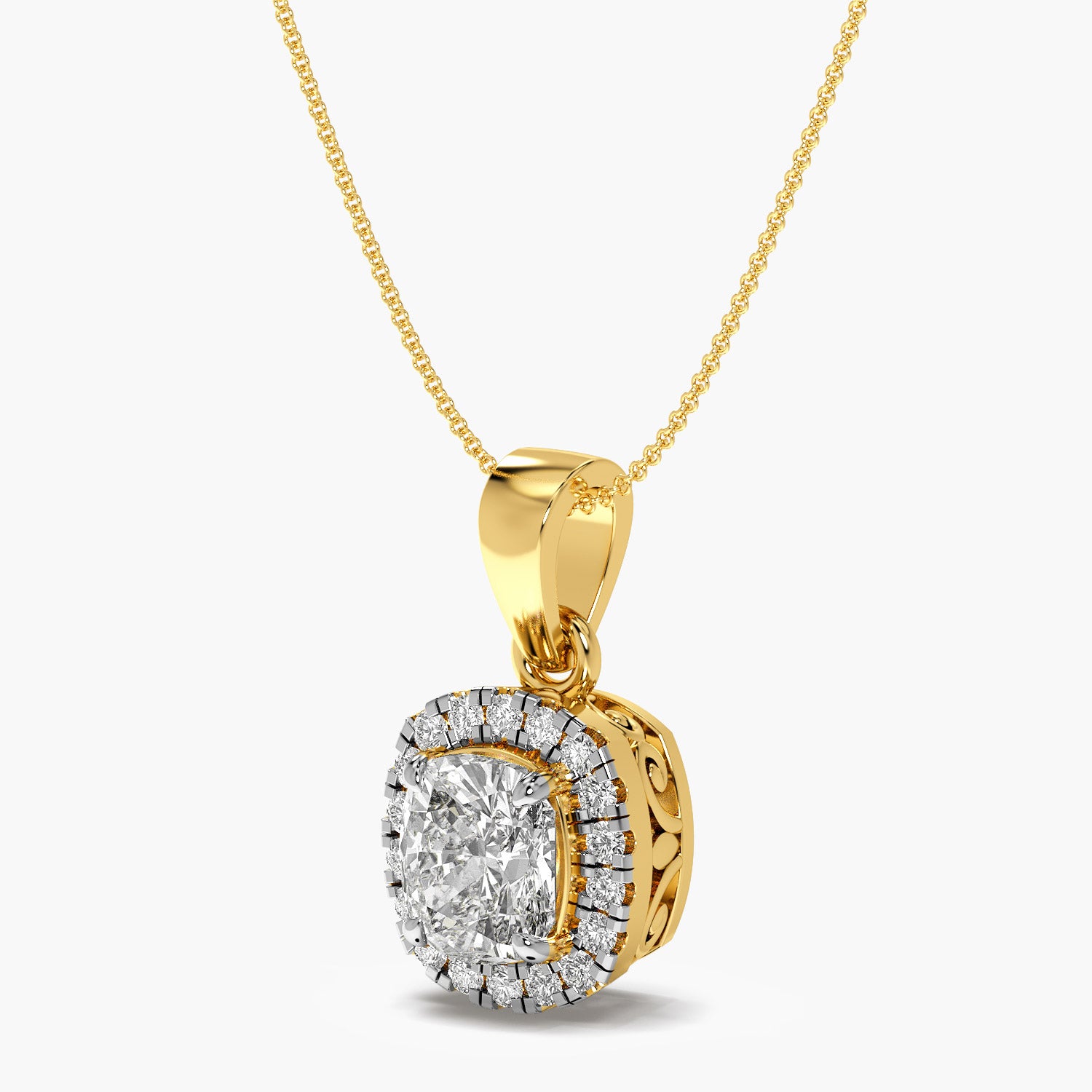 Cushion Halo Diamond Pendant - Moena