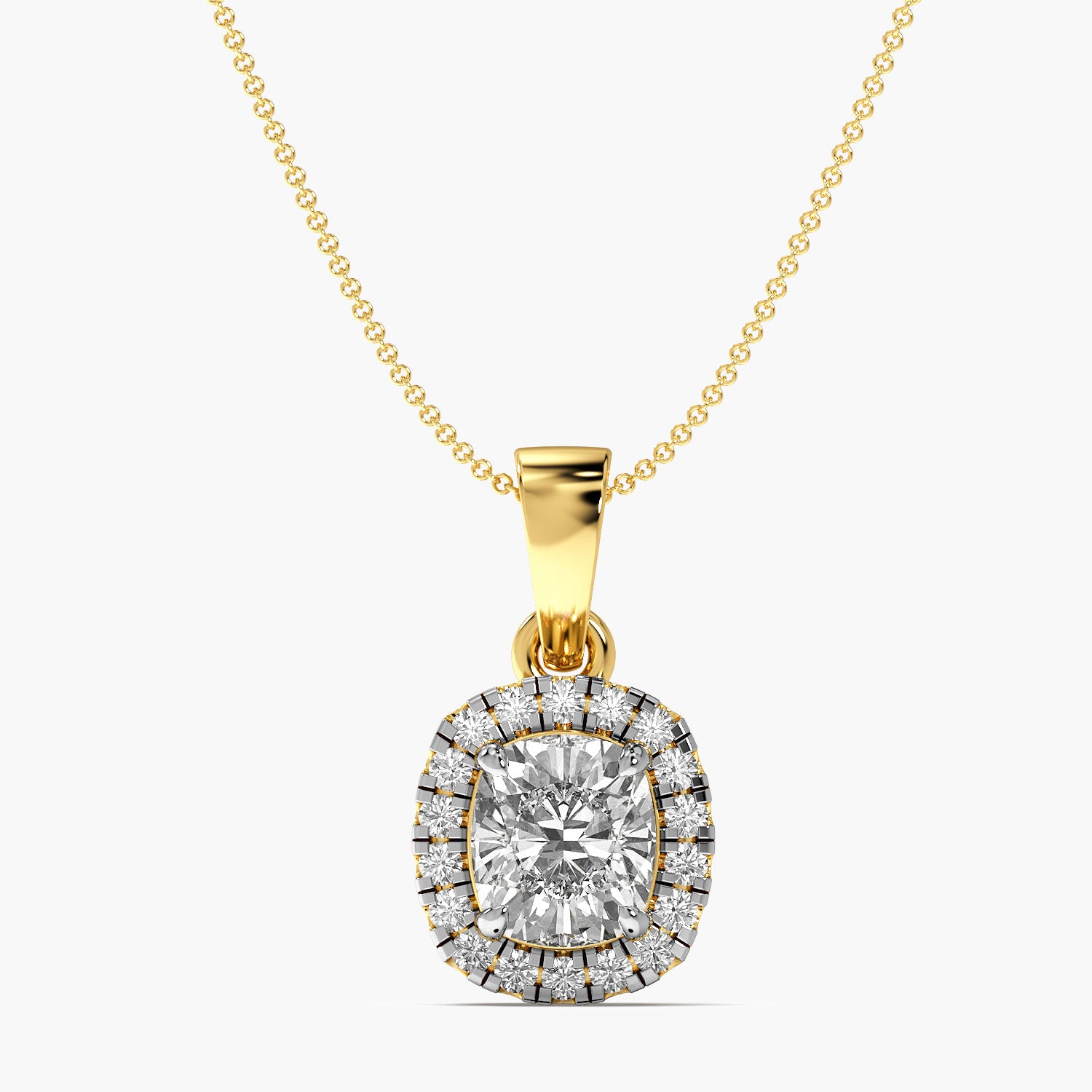 Cushion Halo Diamond Pendant - Moena