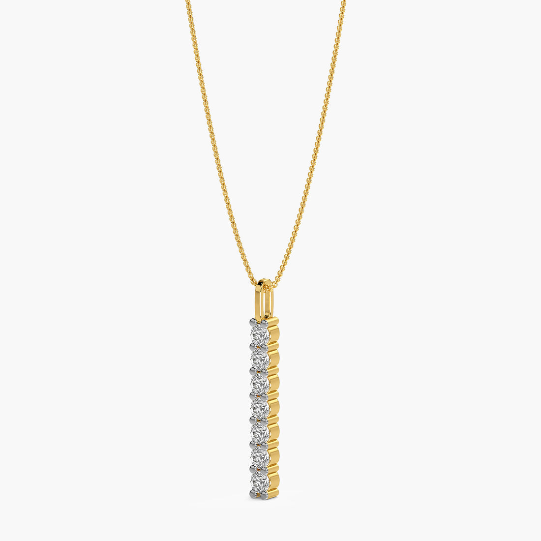 Vertical Spark Pendant - 3D View in Yellow Gold - Diamond Pendant by Moena