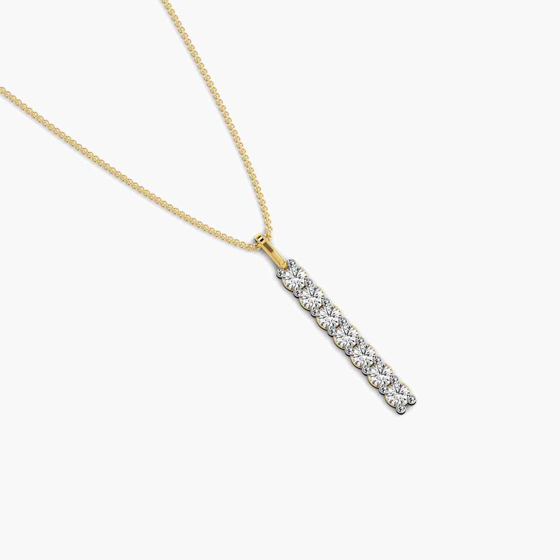 Vertical Spark Pendant - Top View in Yellow Gold - Diamond Pendant by Moena