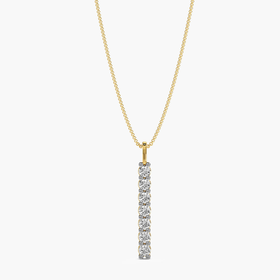 Vertical Spark Pendant - Front View in Yellow Gold - Diamond Pendant by Moena