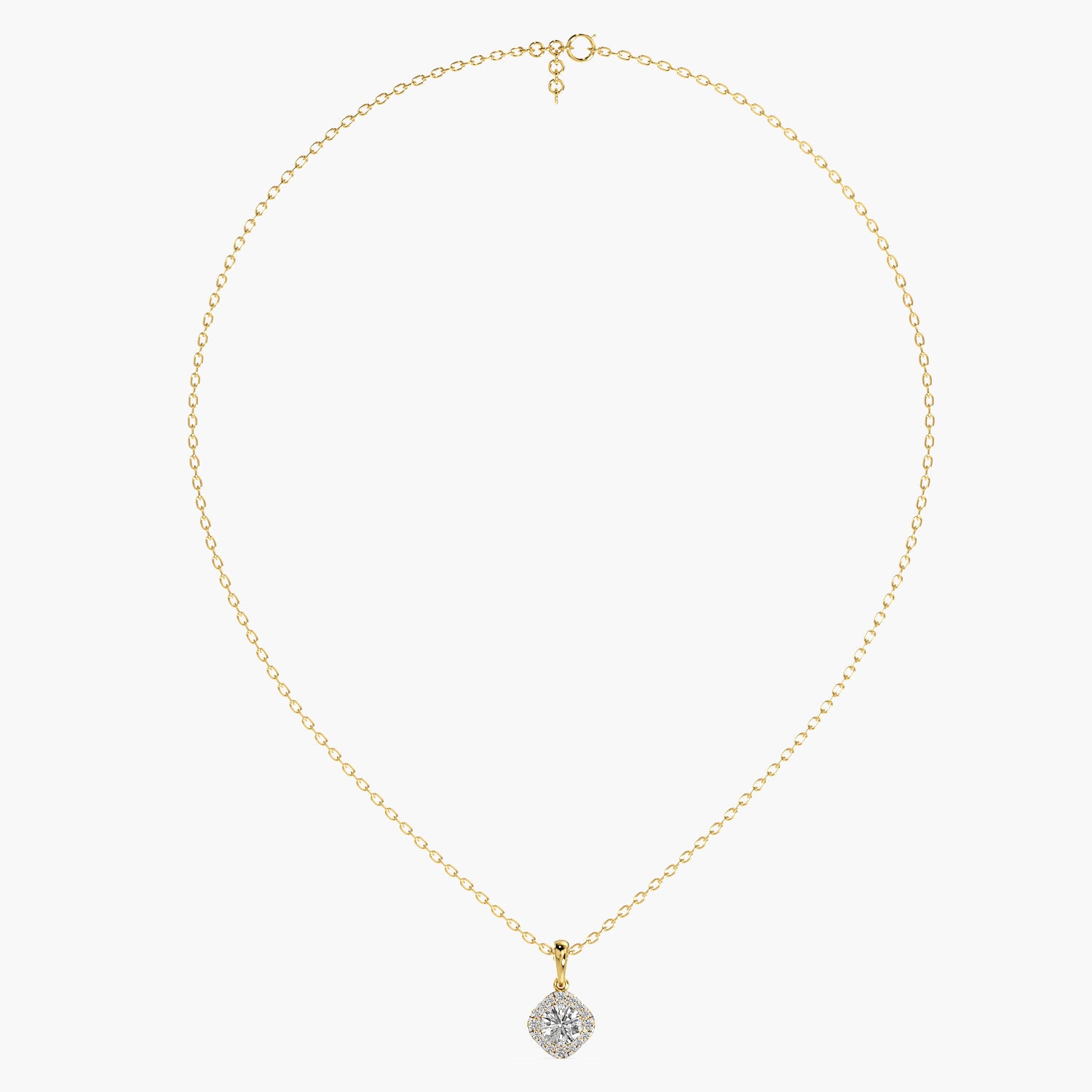 Cushion Halo Lab-Grown Diamond Necklace(With Chain) - Moena