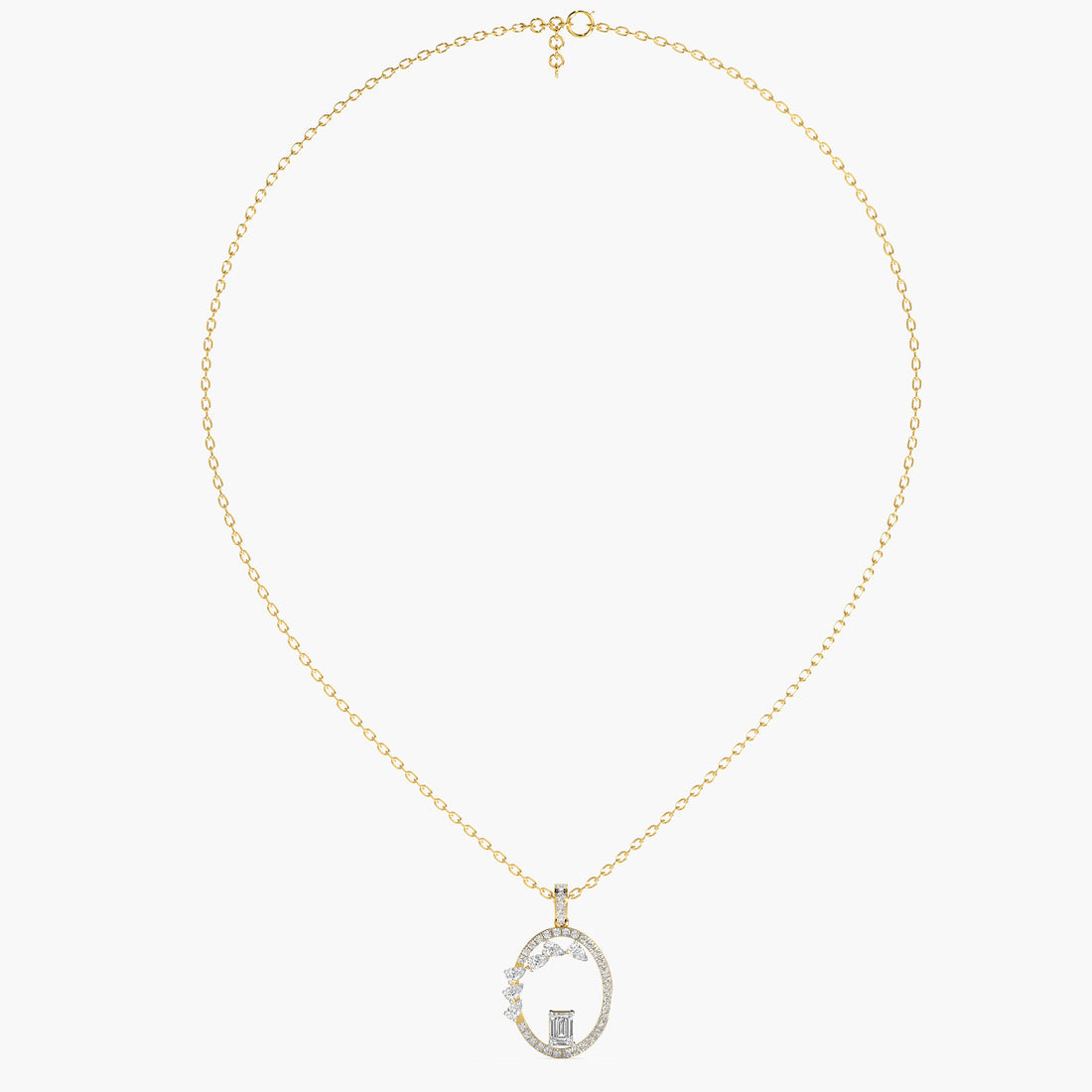 Abstract Halo Lab-Grown Diamond Necklace(With Chain) - Front View in Yellow Gold - Diamond Pendant by Moena