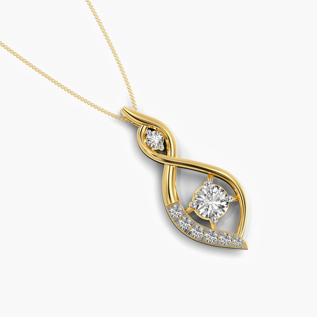 Luminous Flow Pendant - Top View in Yellow Gold - Diamond Pendant by Moena
