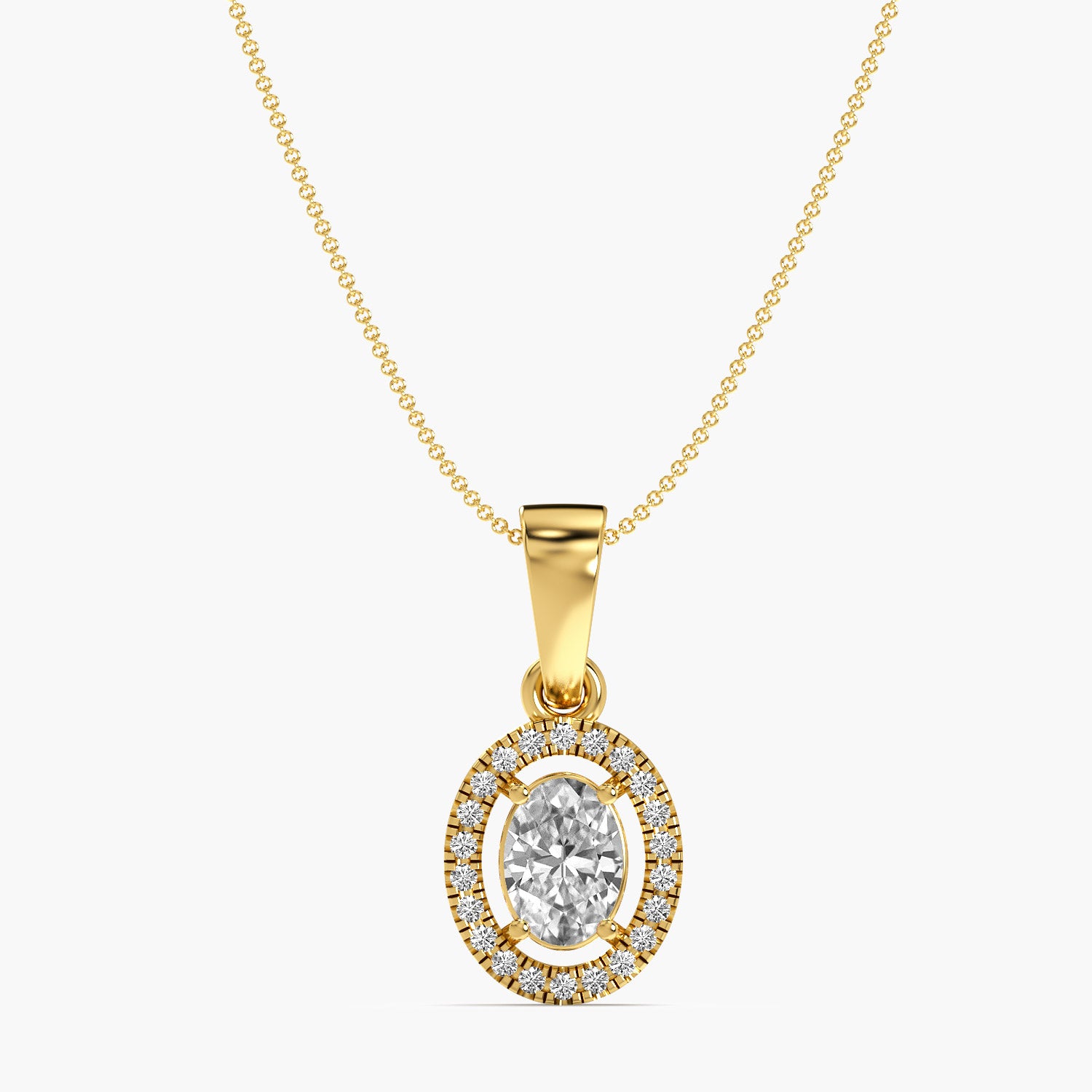 Oval Halo Diamond Pendant - Moena