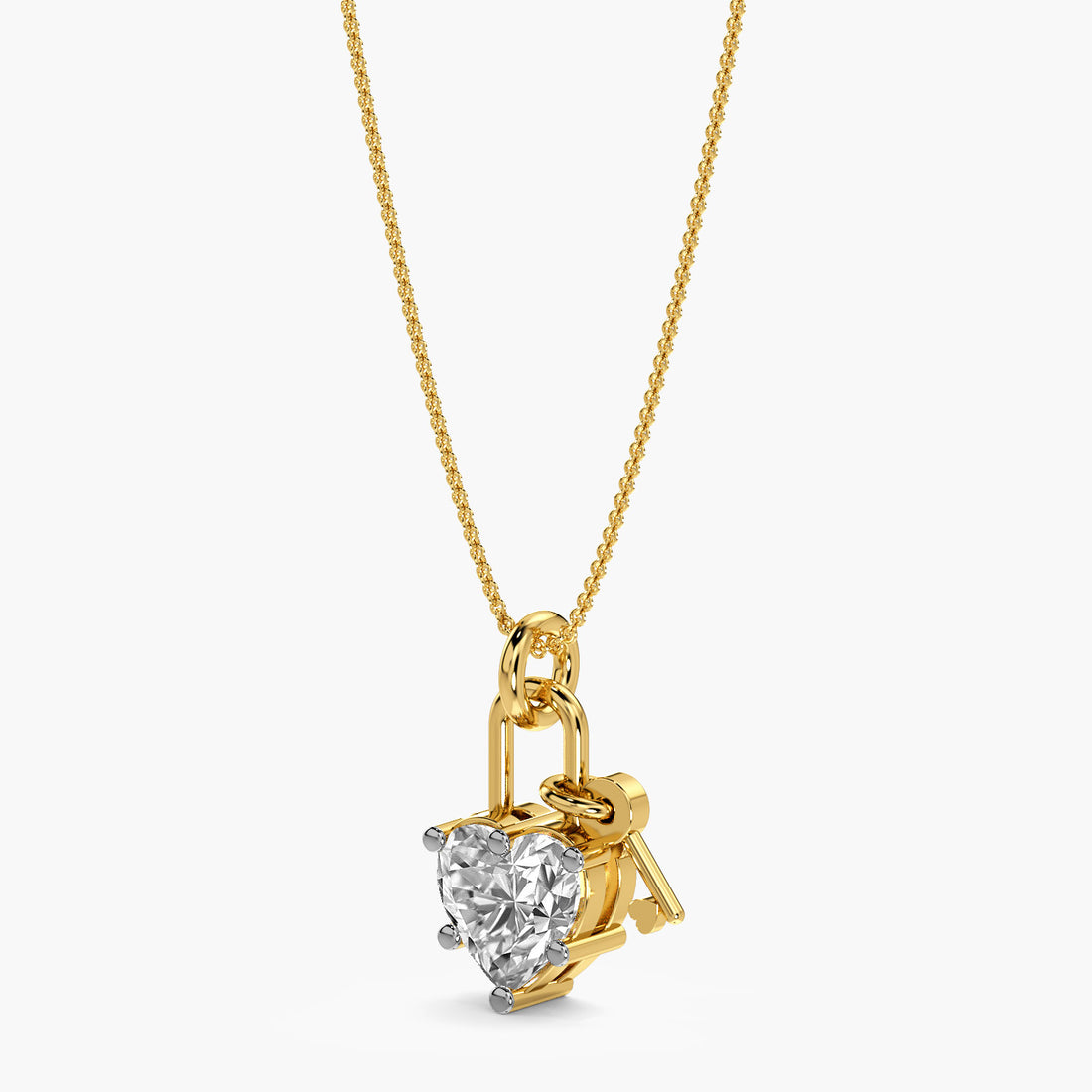 Love Lock Pendant - 3D View in Yellow Gold - Diamond Pendant by Moena