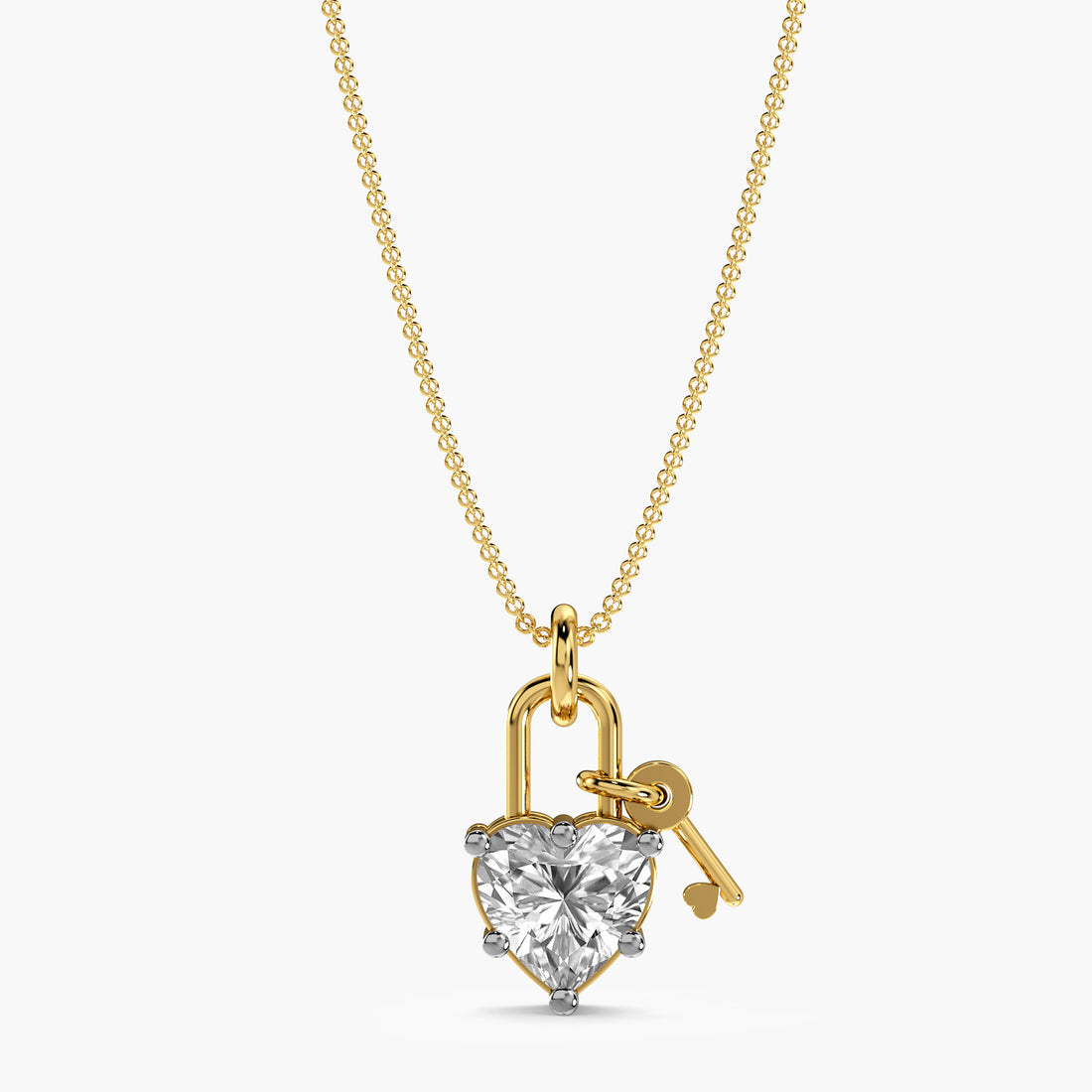 Love Lock Pendant - Front View in Yellow Gold - Diamond Pendant by Moena