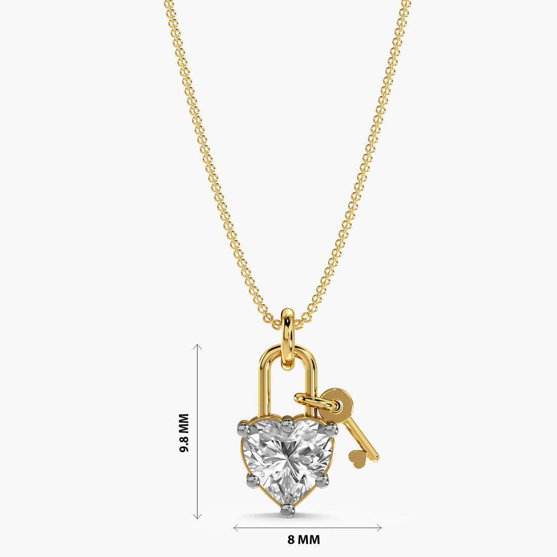 Love Lock Pendant - Front View in Yellow Gold - Diamond Pendant by Moena