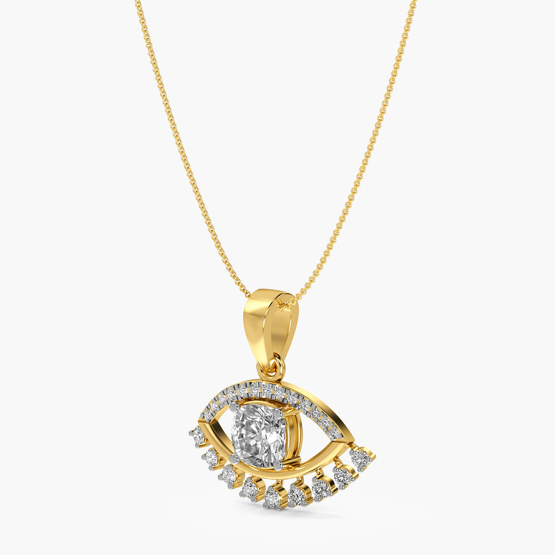Evil Eye Radiance Pendant - 3D View in Yellow Gold - Diamond Pendant by Moena