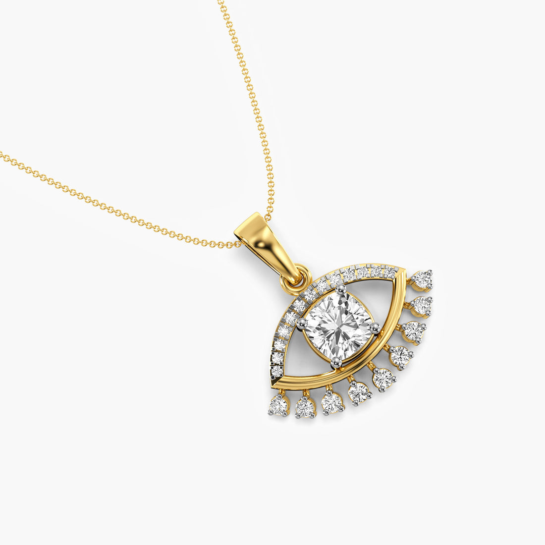 Evil Eye Radiance Pendant - Top View in Yellow Gold - Diamond Pendant by Moena