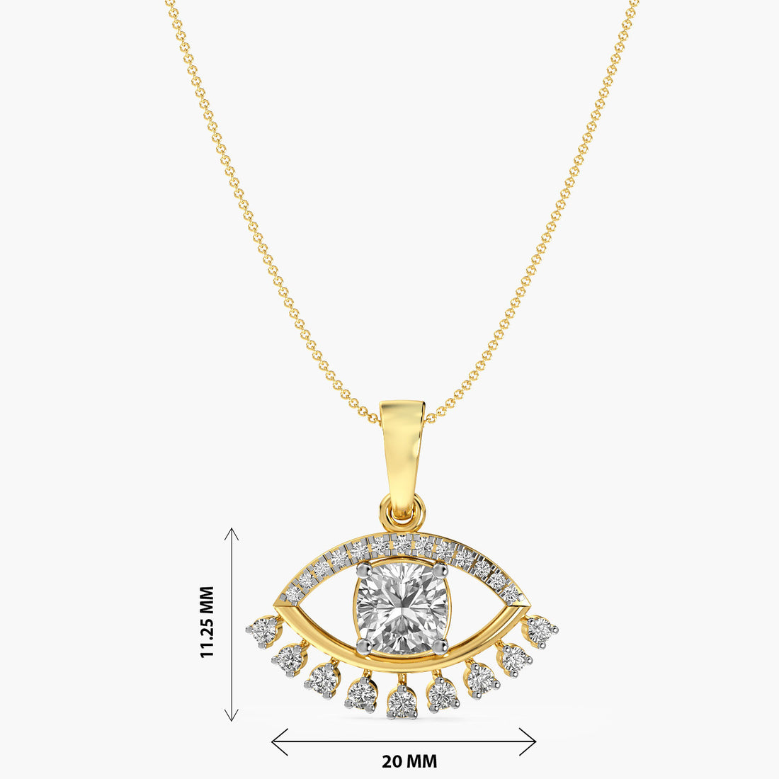 Evil Eye Radiance Pendant - Front View in Yellow Gold - Diamond Pendant by Moena