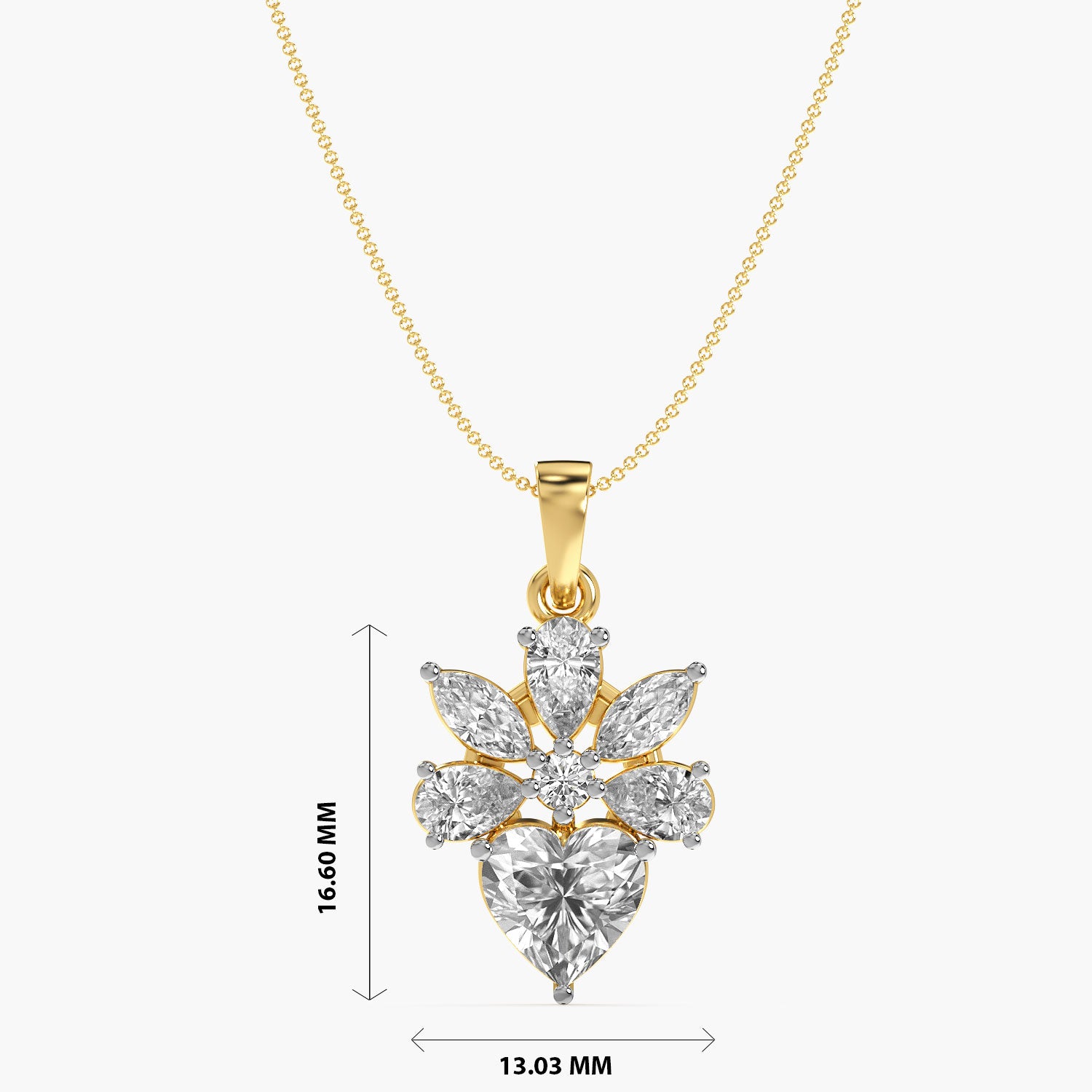Floral Heart Diamond Pendant - Moena