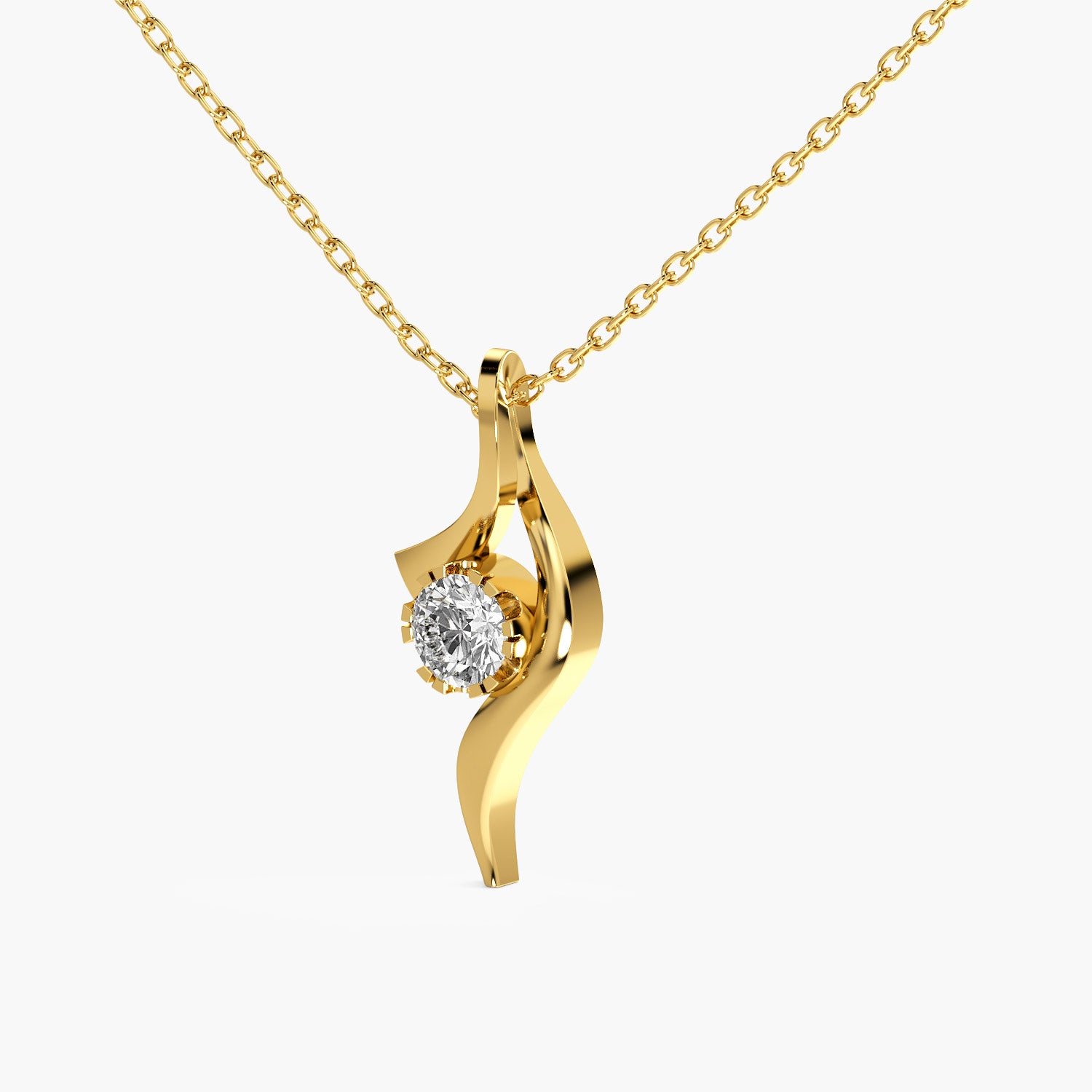 Twirl Lab-Grown Diamond Necklace(With Chain) - Moena