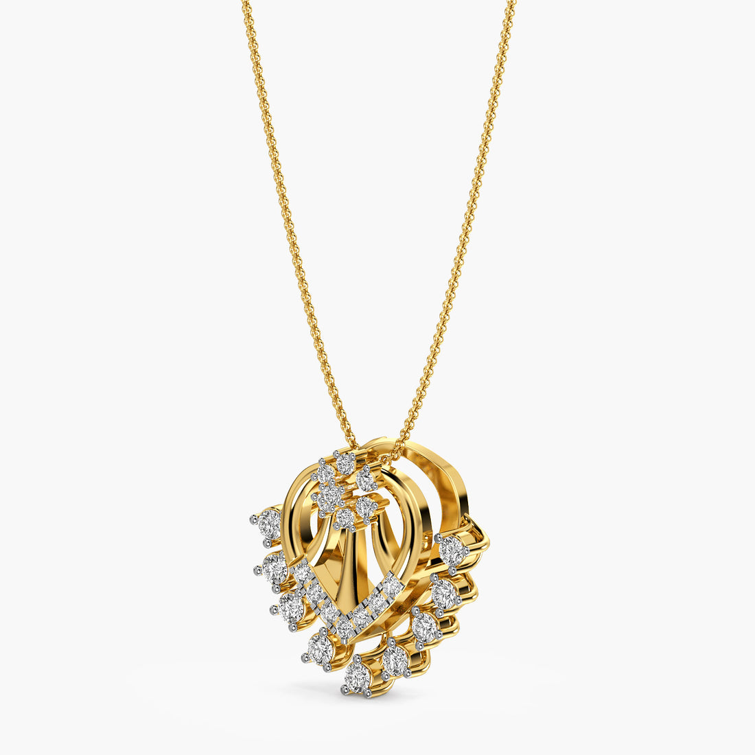 Radiant Cascade Lab-Grown Diamond Pendant - 3D View in Yellow Gold - Radiant Diamond Pendant by Moena