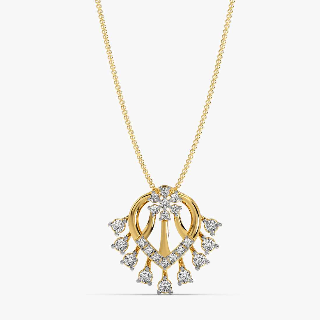 Radiant Cascade Lab-Grown Diamond Pendant - Front View in Yellow Gold - Radiant Diamond Pendant by Moena