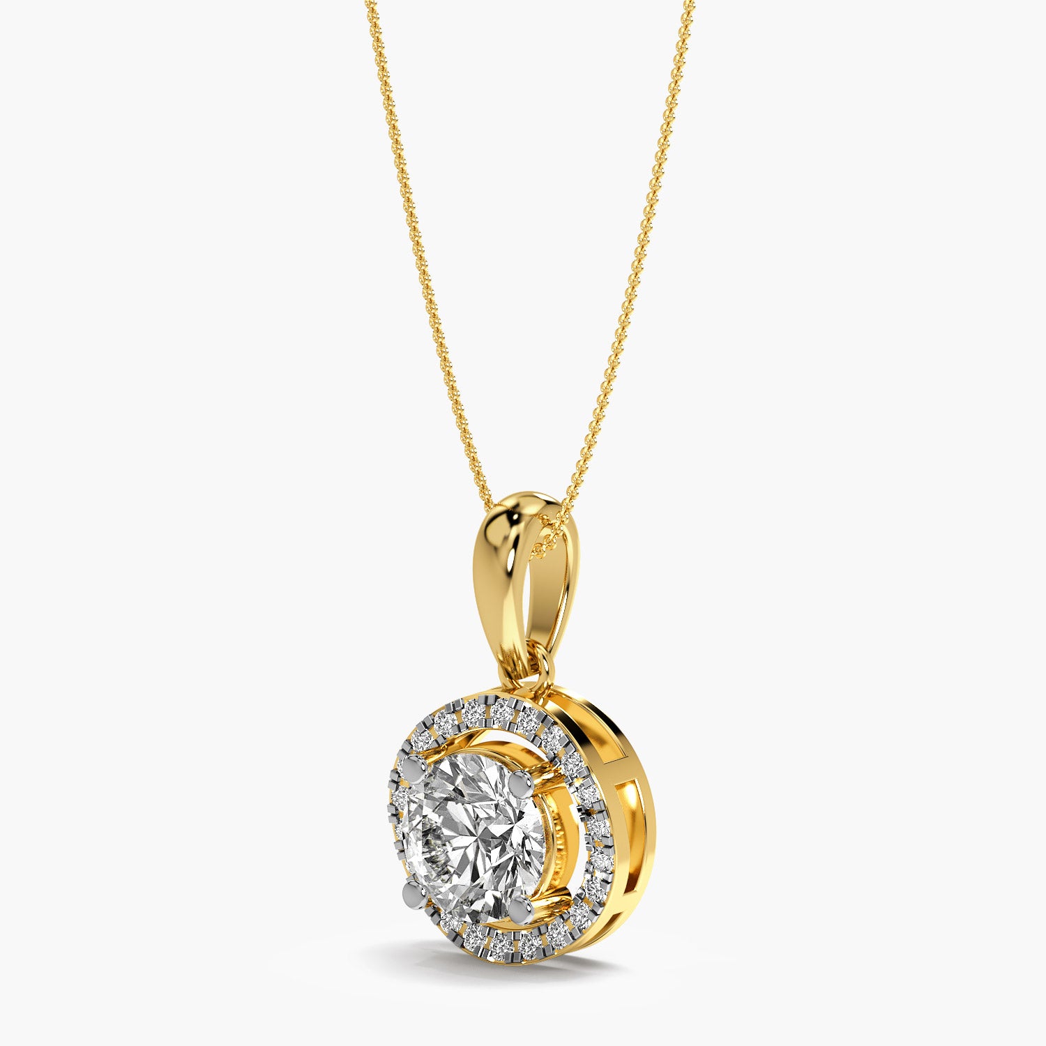 Classic Round Halo Diamond Pendant - Moena