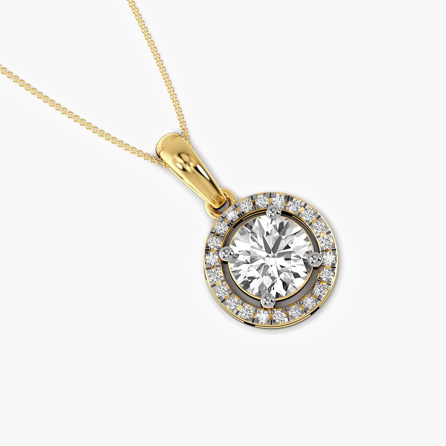 Classic Round Halo Diamond Pendant - Moena