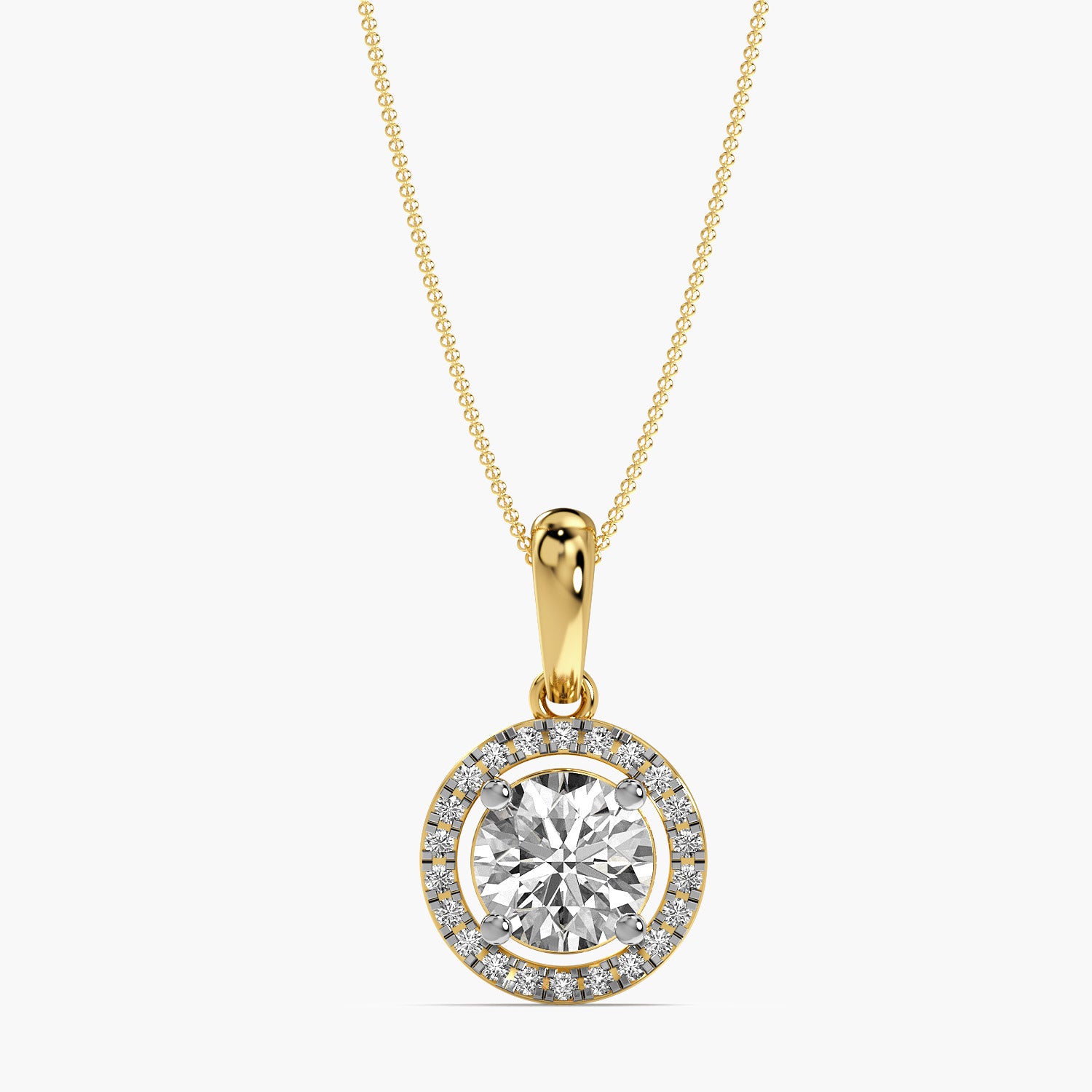 Classic Round Halo Diamond Pendant - Moena