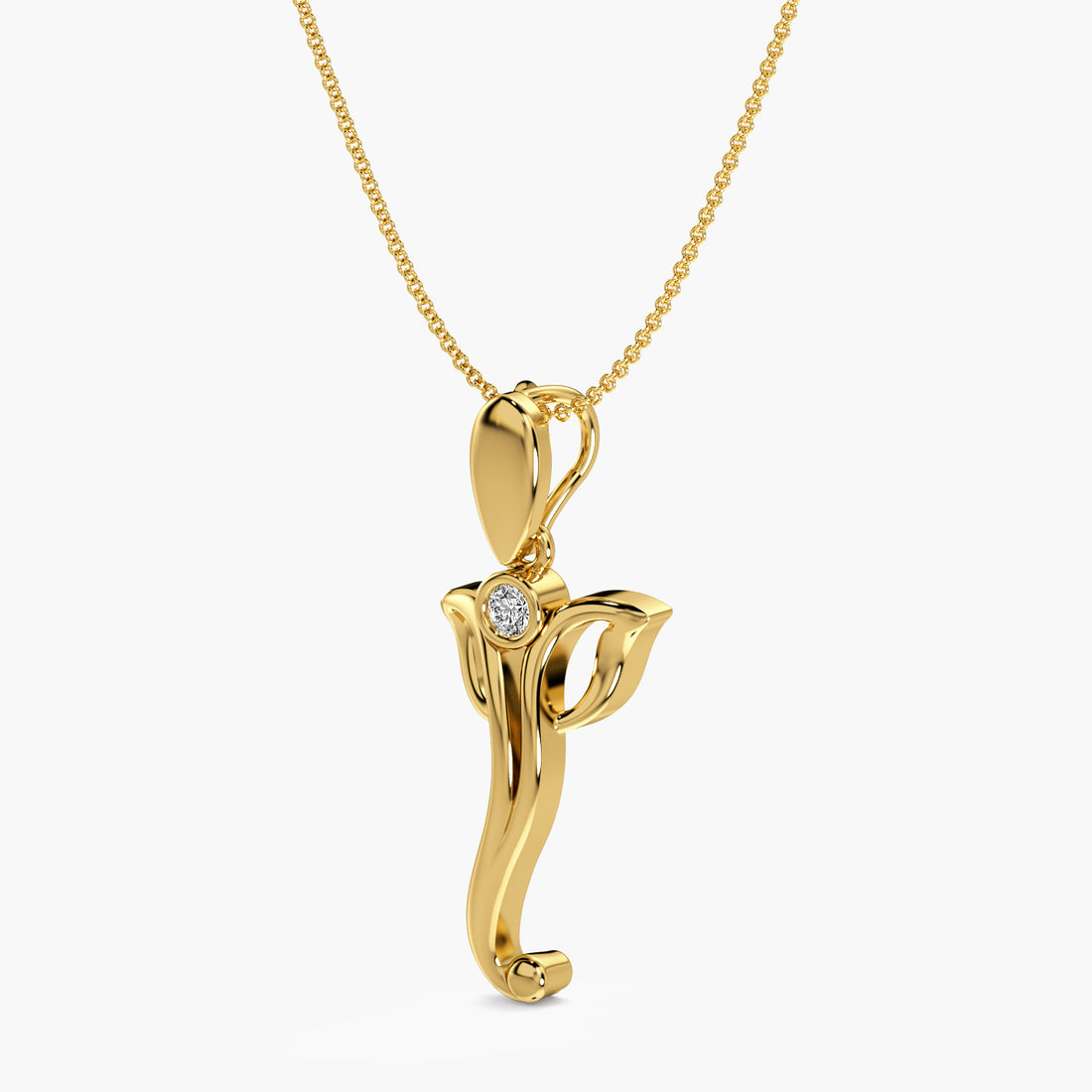 Divine Symbol Pendant - 3D View in Yellow Gold - Diamond Pendant by Moena