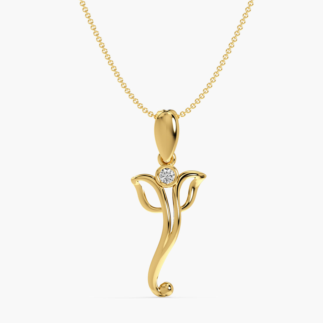 Divine Symbol Pendant - Front View in Yellow Gold - Diamond Pendant by Moena