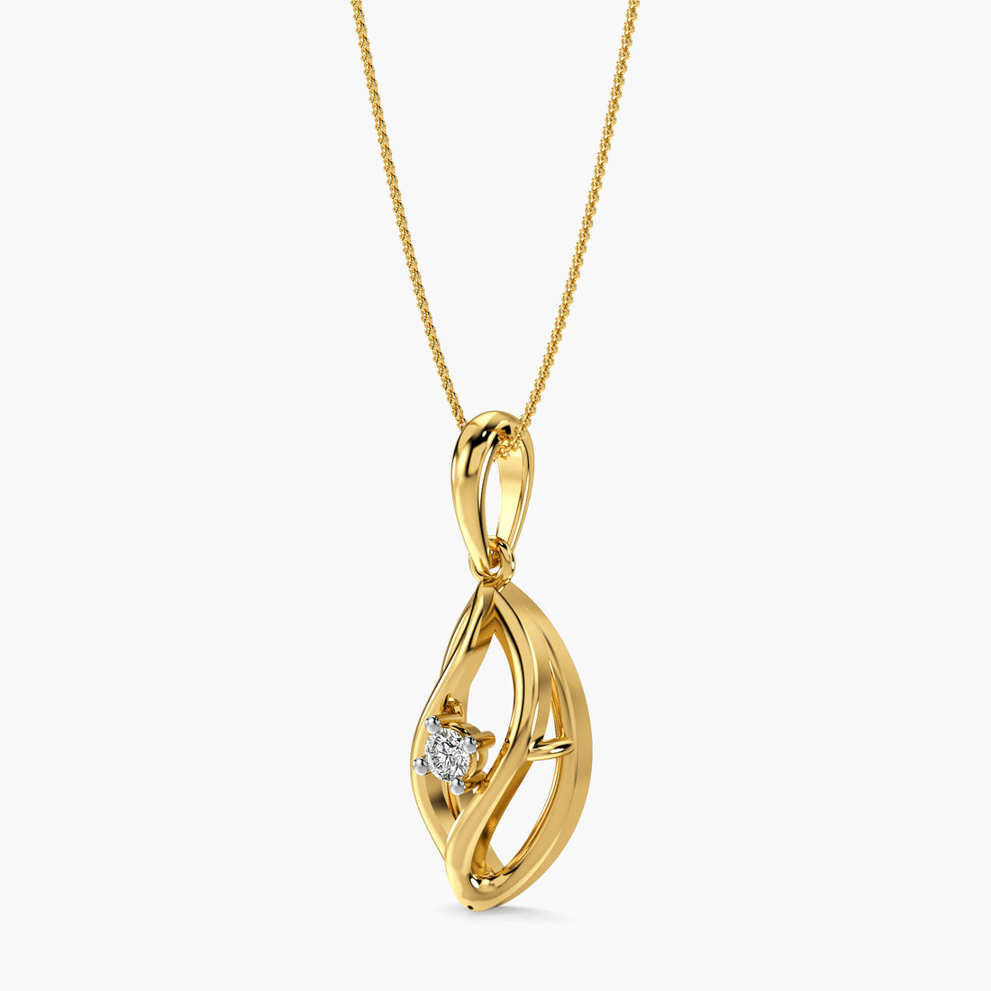 Elegant Cage Diamond Pendant - 3D View in Yellow Gold - Diamond Pendant by Moena