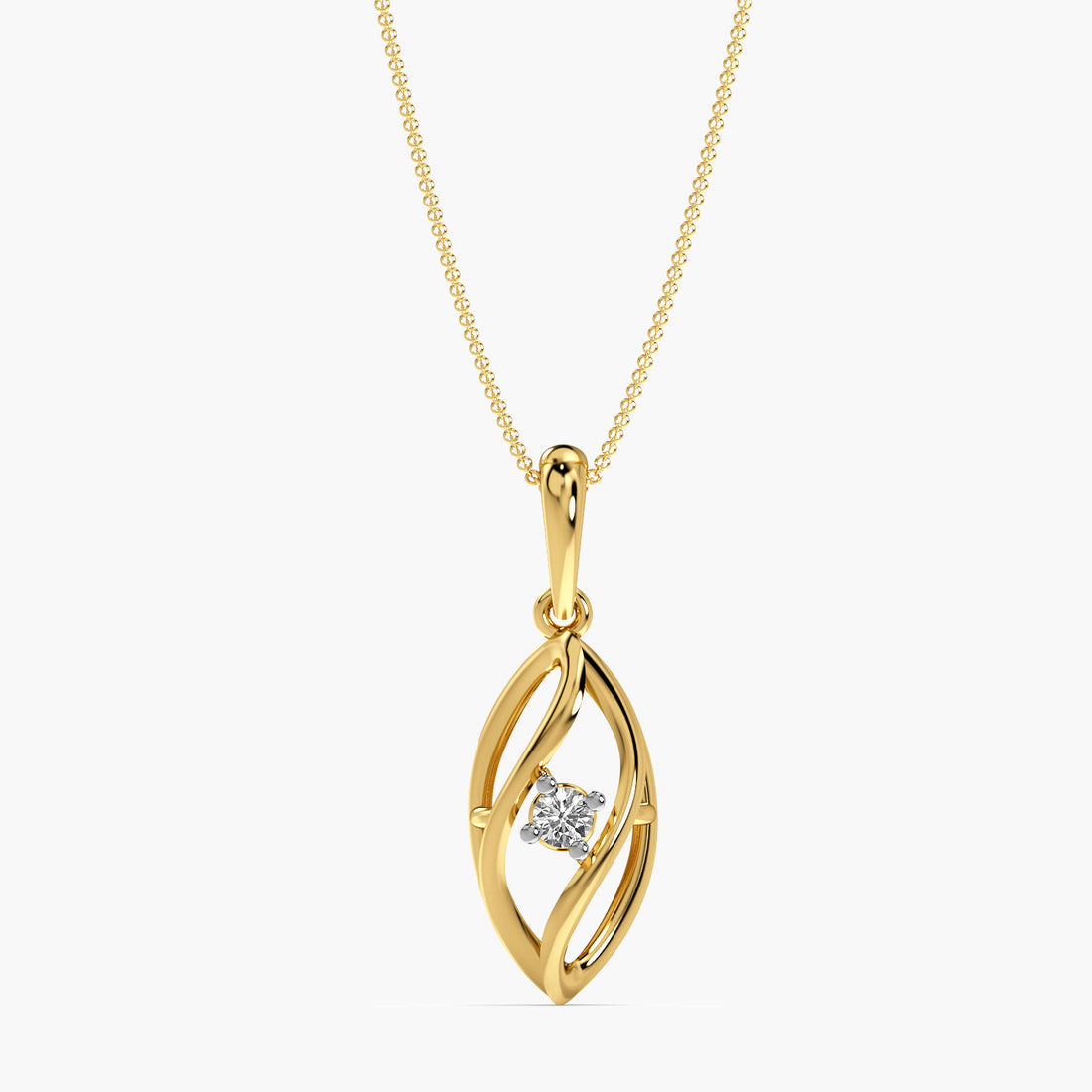 Elegant Cage Diamond Pendant - Front View in Yellow Gold - Diamond Pendant by Moena