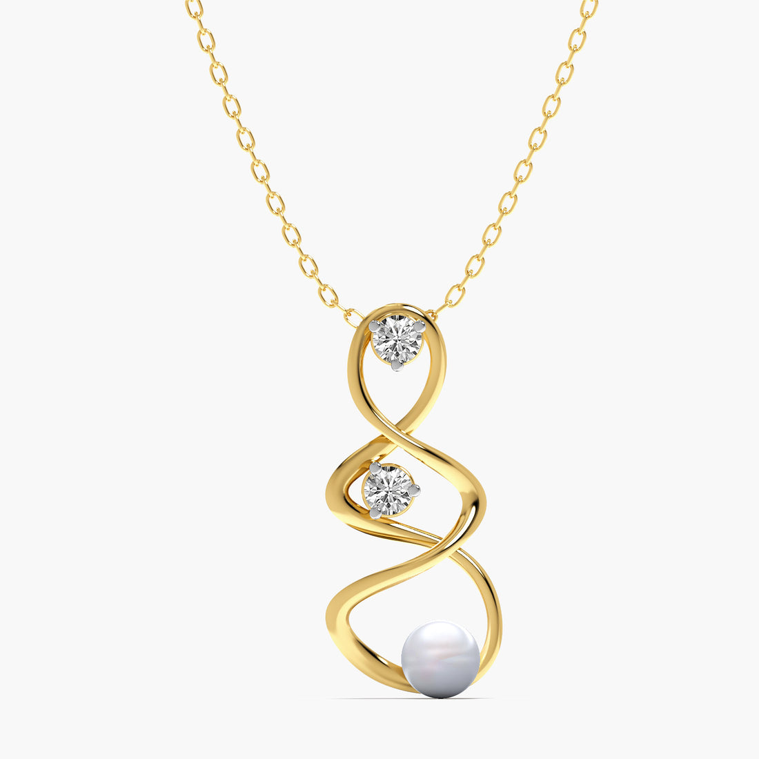 Infinity Pearl and Diamond Pendant(With Chain) - Moena